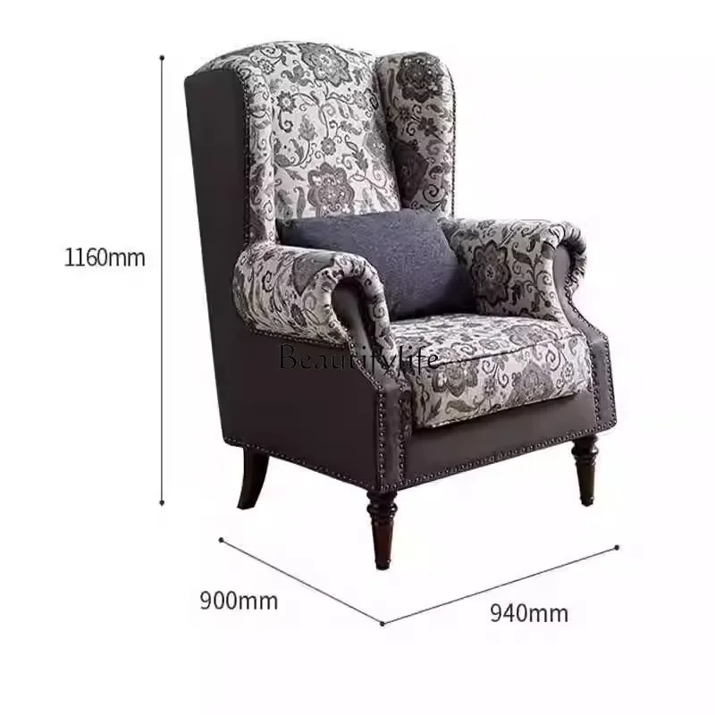 

yj15 American fabric sofa living room retro tiger chair bedroom leisure sofa removable and washable