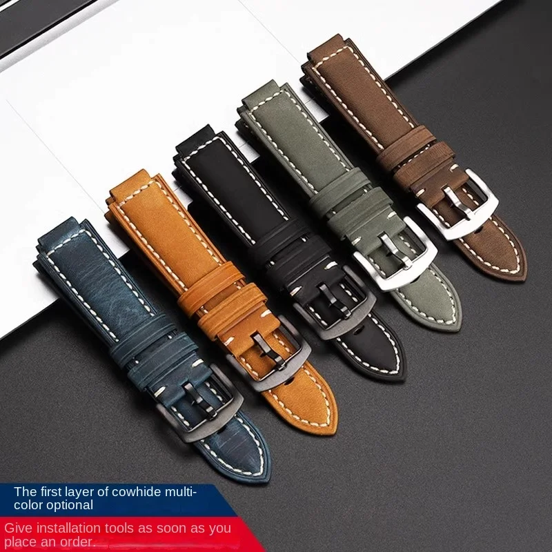 24*16mm Bracelet For Casio Watch DW-9052 DW-9050 DW5600 DW6900 Men Cowhide Watch strap Raised cowhide Leather modified Watch Ban