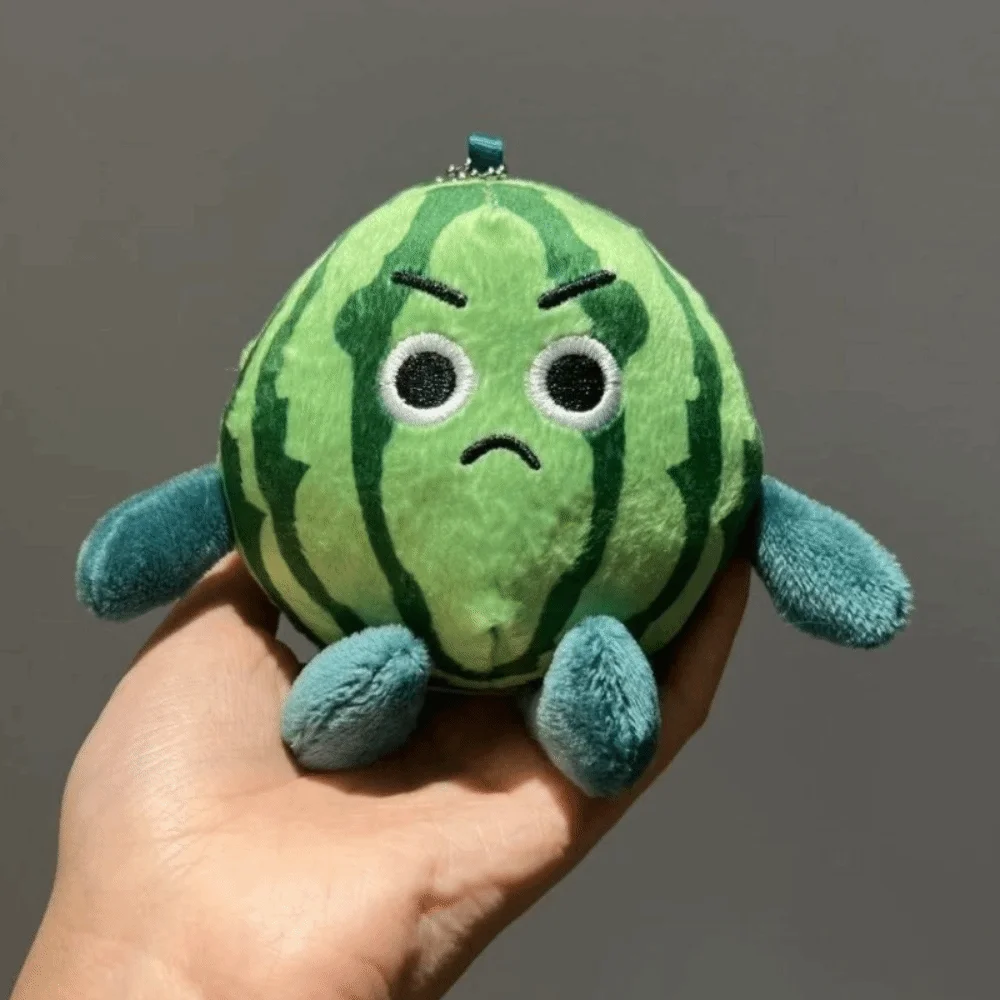 Popular Soft Watermelon Keychain Funny Expression Creative Watermelon Keychain Cute Trend Fruit Stuffed Boys Girls