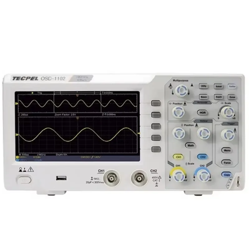 Good TECPEL OSD-1102 100MHz Bandwidth 2-Channel Desktop Digital Oscilloscope 1 GS/s Sampling Rate 400V Max Input Voltage 8-Bit