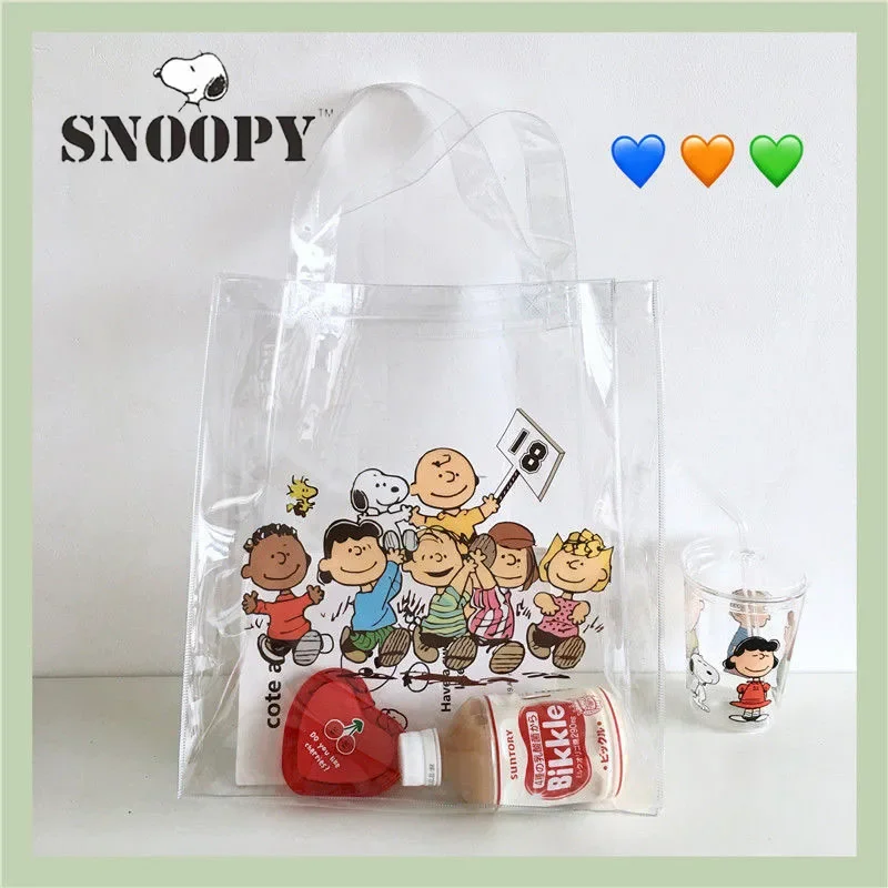 

Fashion Snoopy Women Bag Cute Korean Transparent Jelly Bag Cartoon Printed Handbag Korean Cute One Shoulder Bag Slant Cross Bag