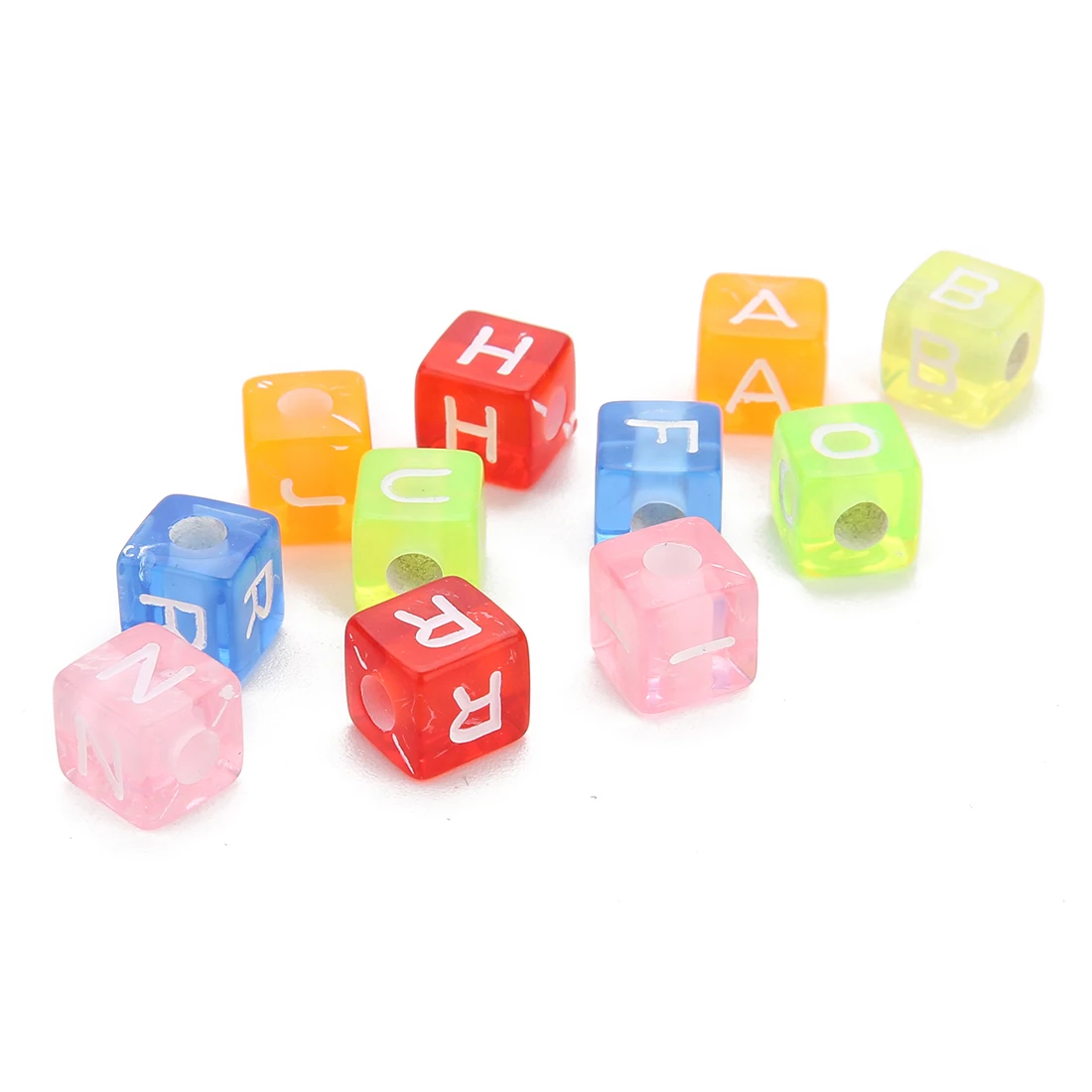 100Pcs 6/7/10mm  Acrylic Cross Letter Square Bead For Bracelet Jewelry Handmade DIY Materials Cube Pendant With Big Hole