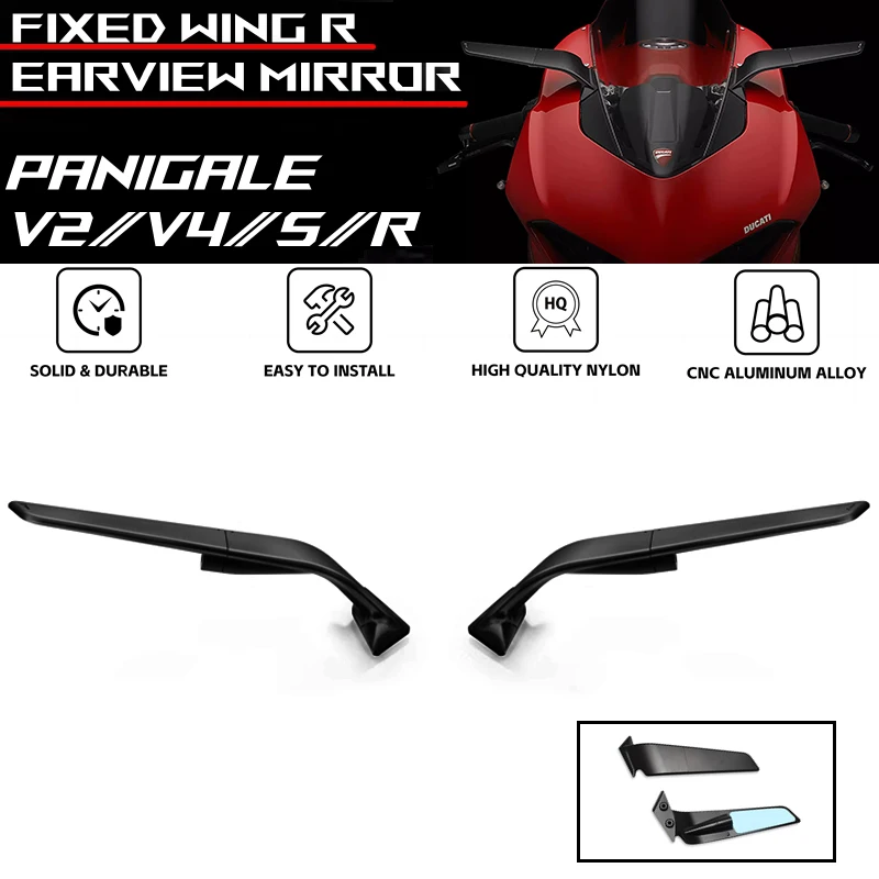 For DUCATI Panigale V4/S/R  V2 Fixed Wind Wing CNC Motorcycle Rearview Mirror