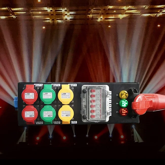 Rectangle Stage Lighting Controller Electrical Power Box Power Distro Equipment 6CH 16A Output Power Distribution For Events