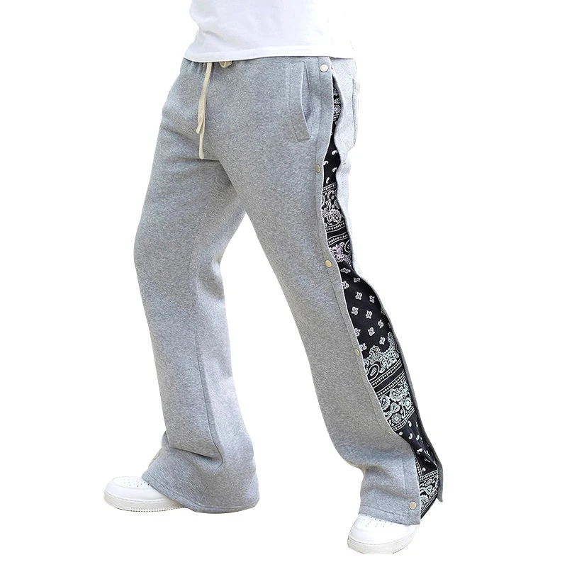 Pantalones de retazos con estampado gráfico para hombre, Pantalón recto suelto con cordón, informal, ropa de calle de moda, Primavera, nuevo