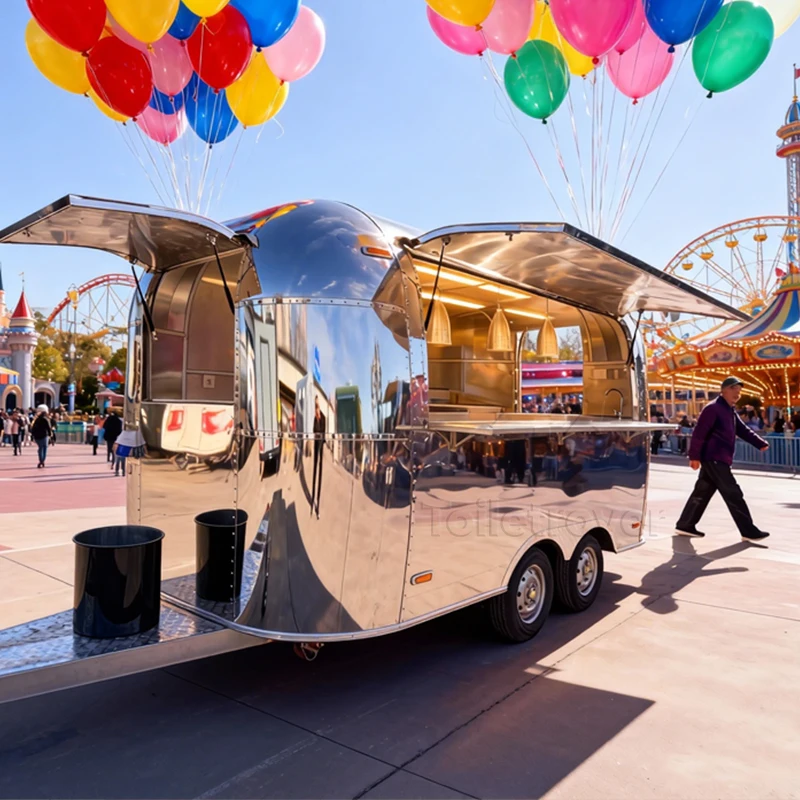 Mobile Catering Trailer Stainless Steel Custom Built Outdoor Concession Stand Food Vendor Cart Horse Trailer Food Truck for Sale
