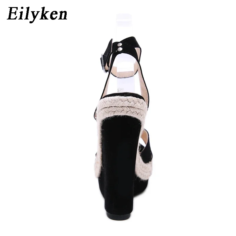 Eilyken Fashion Open Toe Wedges Platform Women Sandals Designer Hollow Out Buckle Strap High Heels Summer Shoes