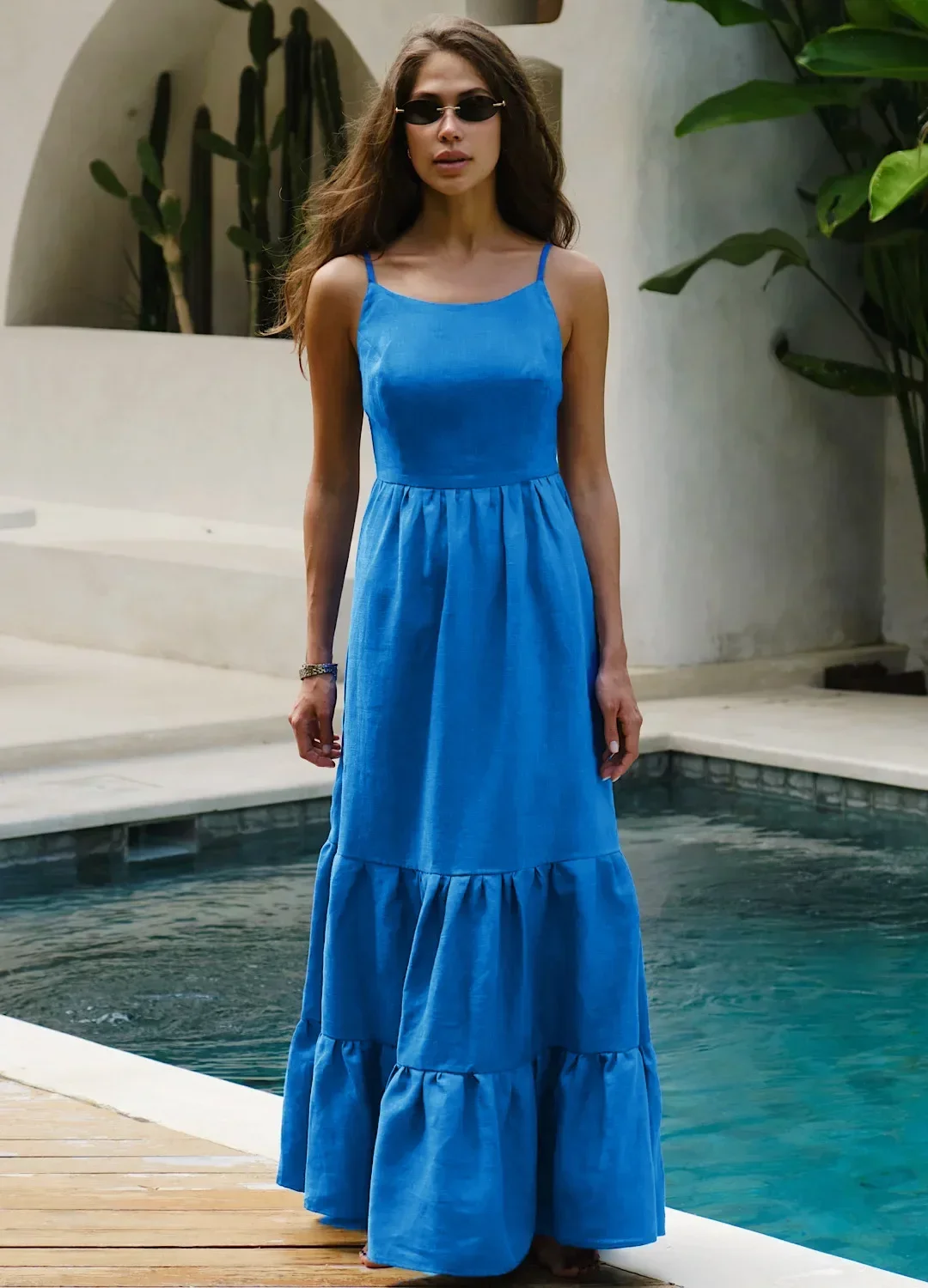 Wolfeel Strandkleid für Damen, Sommerliches Loses A-Linien-Kleid mit Schnürung und Neckholder, Sexy Rückenfreies Kleid aus 100% Baumwolle, Vestidos