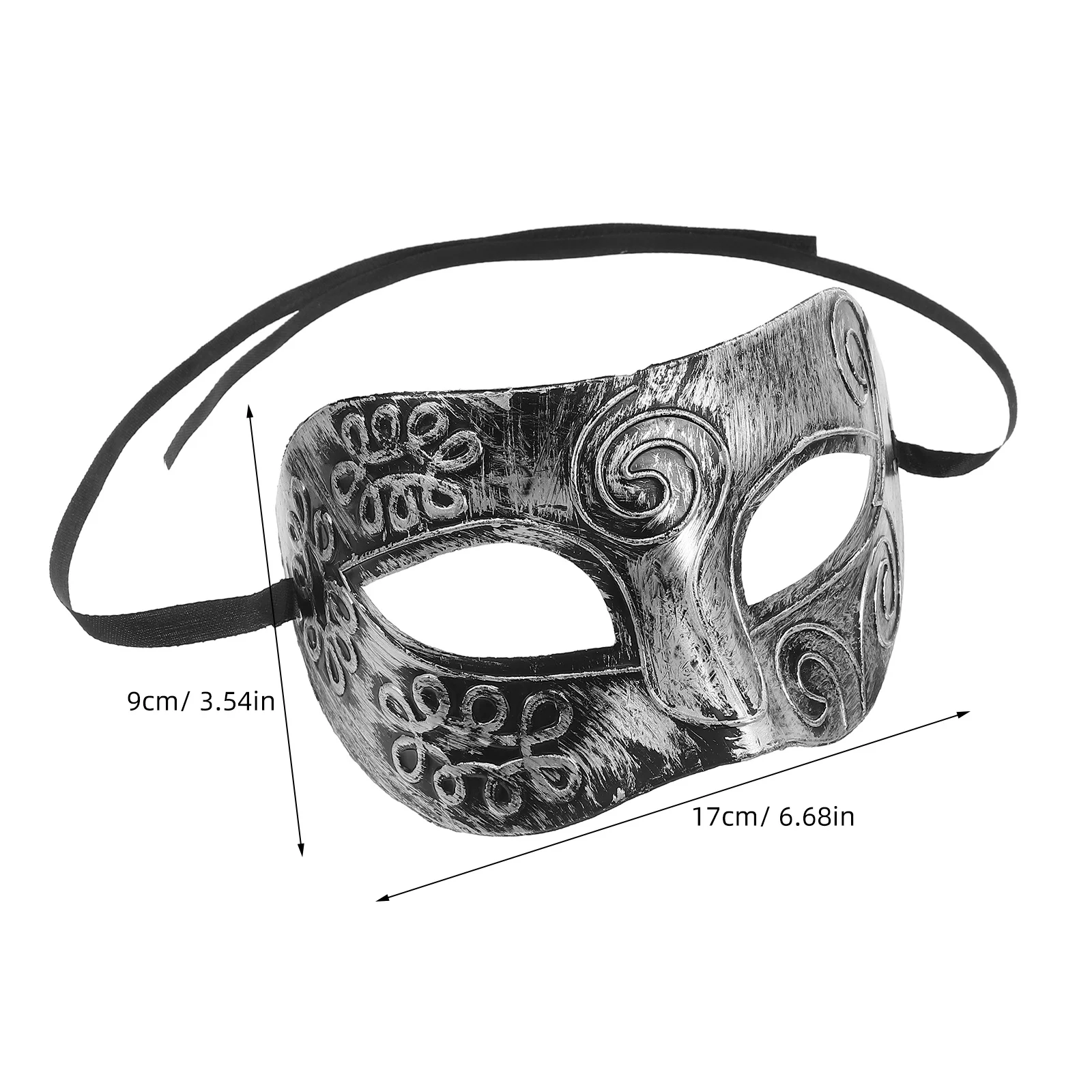 Masque facial de mascarade pour hommes, Style combattant romain, argent, bande élastique en plastique dur Durable, parfait pour Halloween, bal masqué fantaisie
