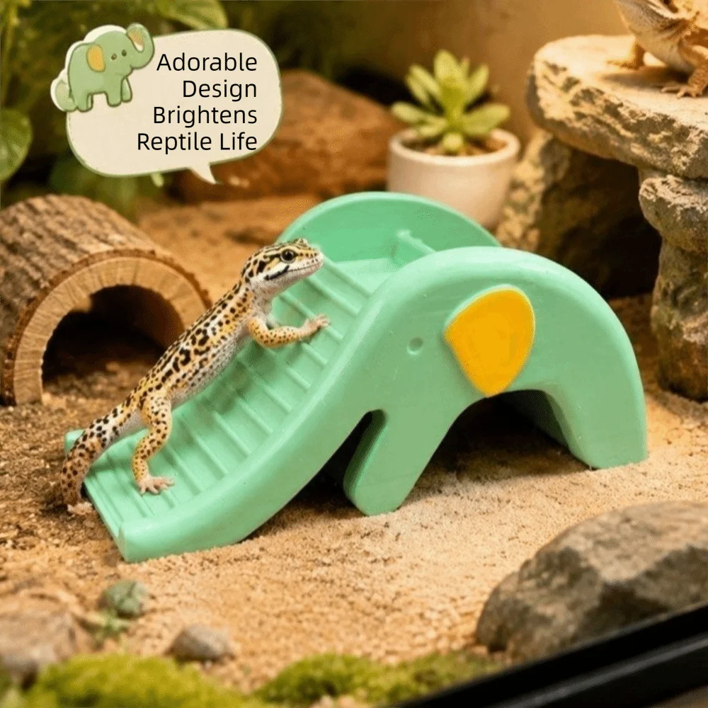 Cartoon Elephant Shaped Pet Climbing Platform Non-Slip Cute Turtle Basking Platform Plastic Resin Turtle Climbing Slope
