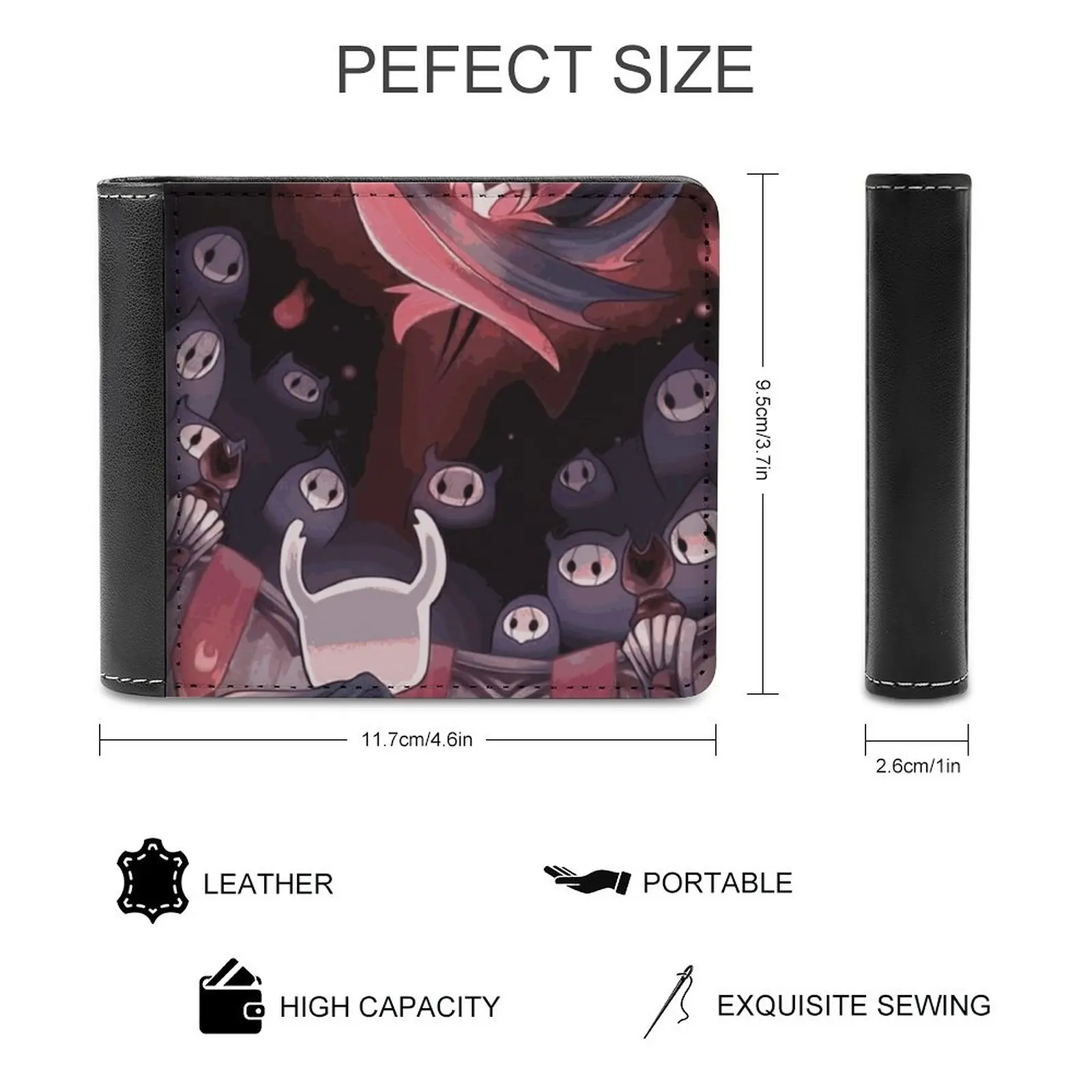 Hollow Knight The Knight Facing Master Grimm Men Wallet Pu Leather Short Male Purses Credit Card Wallet For Men Money Bag