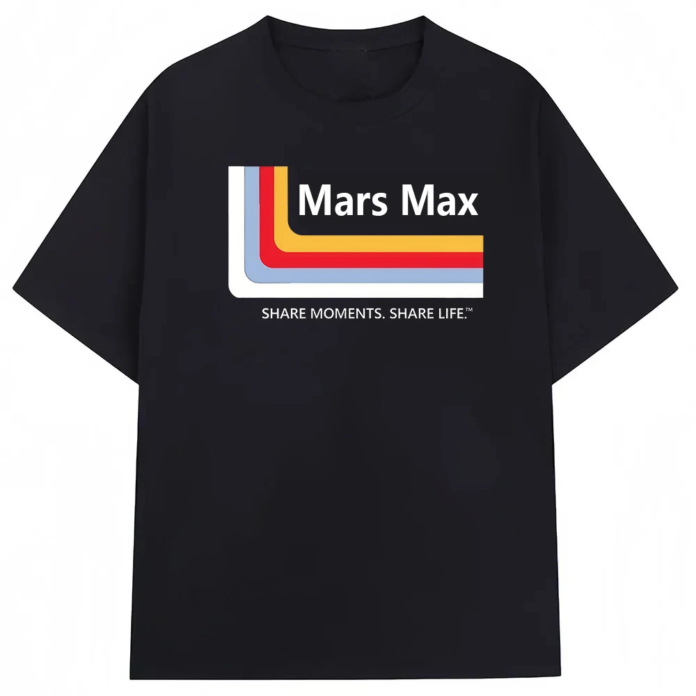 MarsMax Brand Fashion Color Print 100% Cotton Versatile Men's T-shirt Daily Sports Sweat-absorbing Breathable Short Sleeve