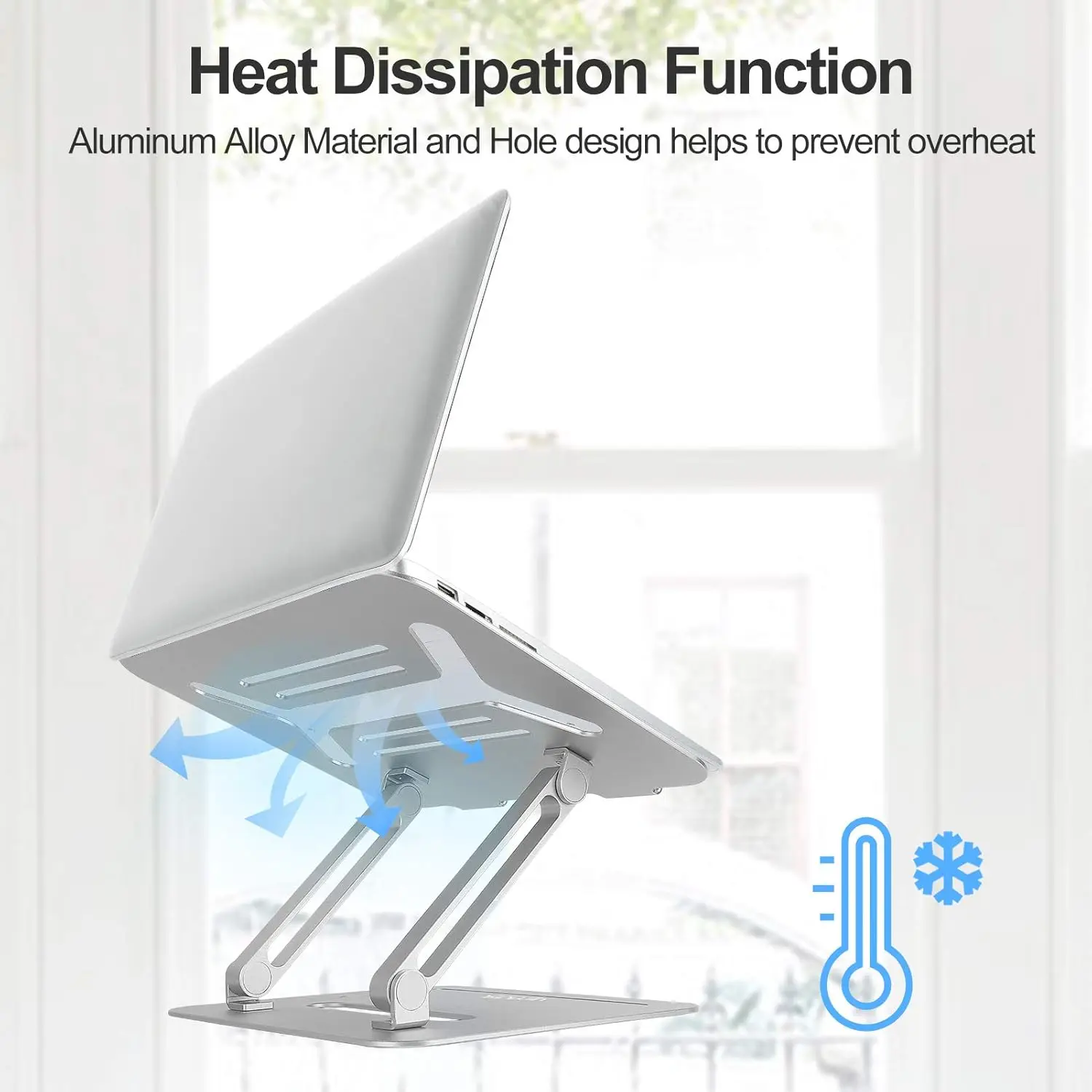 Adjustable Aluminum Laptop Stand for Desk, Ergonomic Riser Holder Compatible with 11-17 Inch Notebooks (Silver)