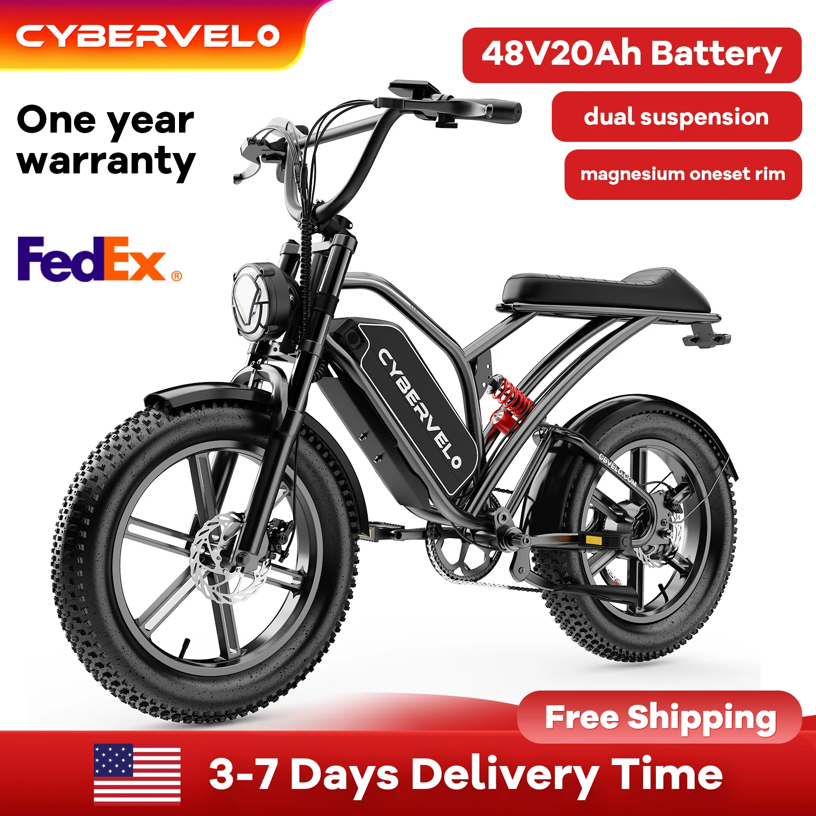 Cybervelo 1000W Electric Bike for Adults 20