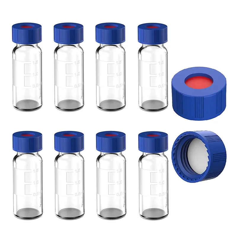 N38R_Vials 9-425 Clear Vials with Blue Screw Caps,White Red Septa
