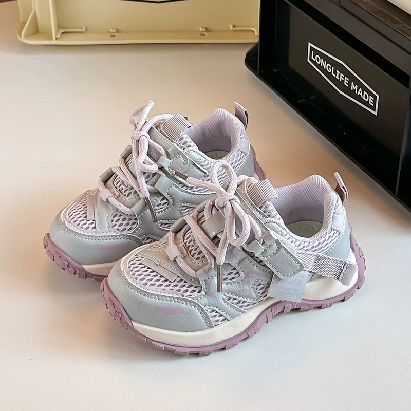 Children Running Shoes Mesh Breathable Boys Girls Basketball Shoes Thick Soft Sole 2026 Brand New Kids Sneakers Non-slip Trendy