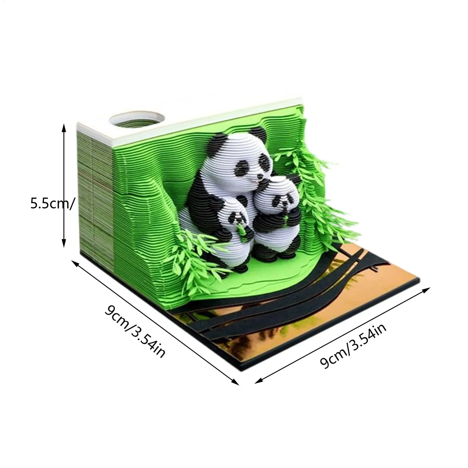Kalender 3D 2026 Patung Kertas Panda 3D Notepad Dekoratif Memo Pad Lepas Tempel Untuk Meja Nakas Samping Tempat Tidur Sekolah Rumah Kantor