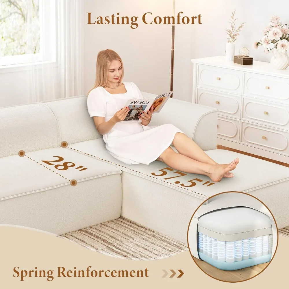 أريكة مقطعية مستوحاة من السحابة من Vesgantti 106 مع كرسي، تصميم وحدات للجلوس العميق، قماش شانيل مع وسائد من إسفنج الذاكرة، #3