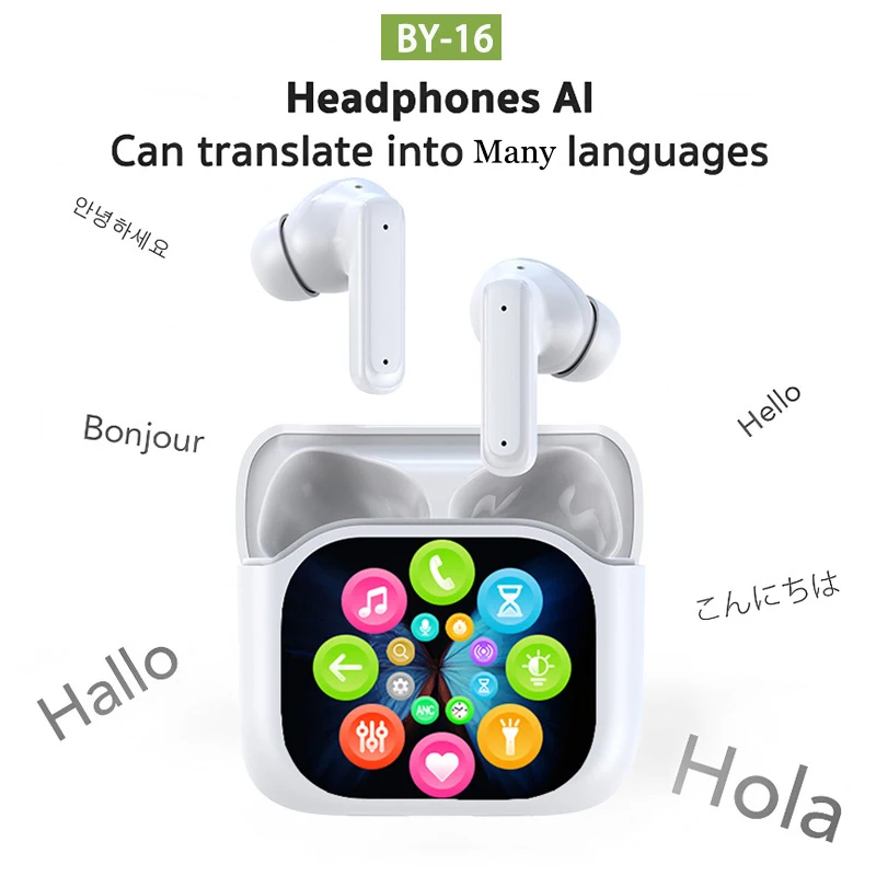 سماعات بلوتوث ذكية لترجمة الذكاء الاصطناعي مع شاشة LCD تقلل من الضوضاء سماعة رأس رقمية لاسلكية طويلة لعمر البطارية