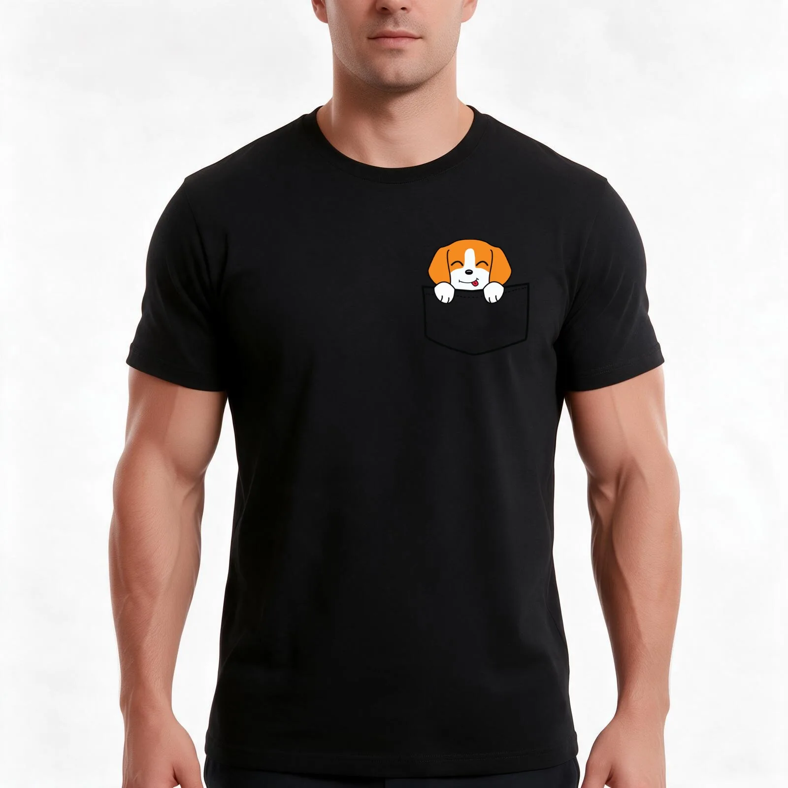 Pocket Beagle T-Shirt Summer Casual Cotton Tee Oversized Streetwear Tops Vintage Graphic Print Loose Fit Short Sleeve