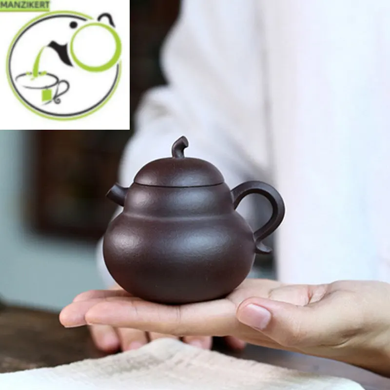 

Antique Raw Ore Zhu Mud Gourd Shape Tea Kettle Chinese Yixing Purple Clay Teapot Portable Small Capacity Tea Pot Drinkware 130ml