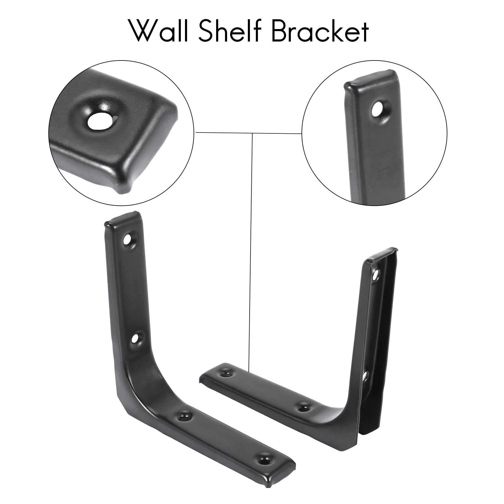 ABNG 4 قطع دعامة رف جدارية حديدية، دعامة دعم للرف شديدة التحمل، دعامة زاوية مشتركة للزينة، أسود