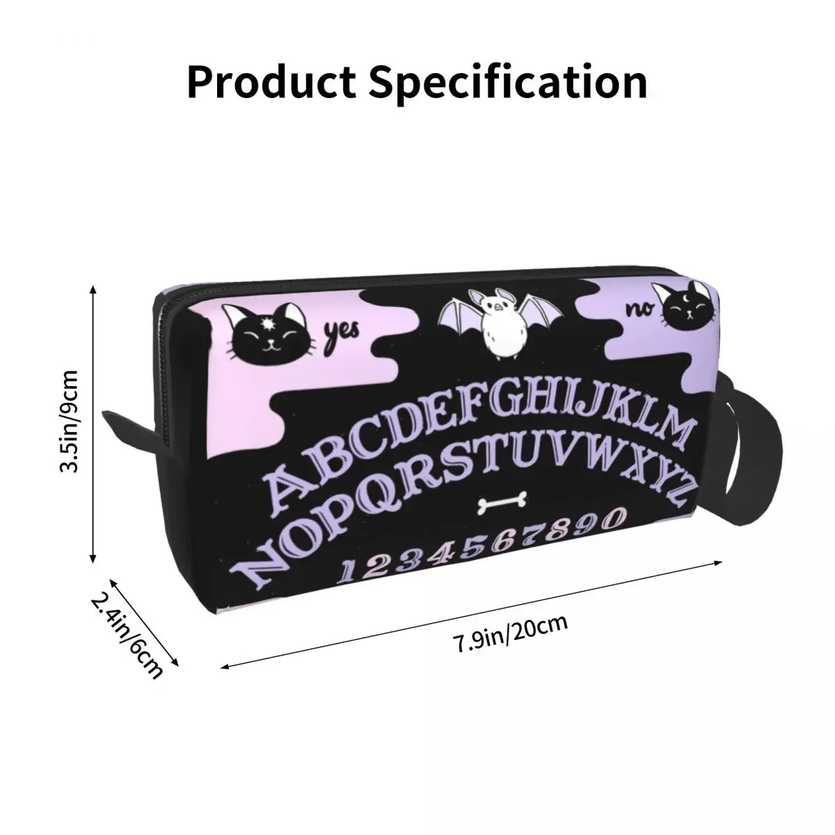 Ouija Board Mystical Makeup Bag Pouch Waterproof Skeleton Skull Bat Cosmetic Bag Travel Toiletry Small Makeup Pouch Storage Bag