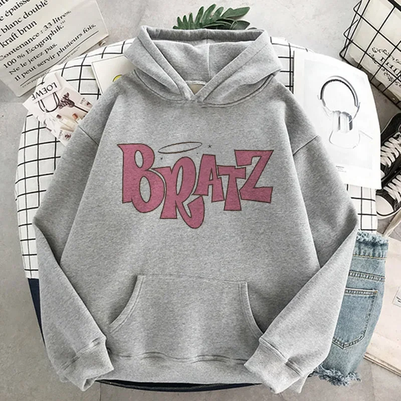 Bratz Letter Sweatshirt Harajuku Kawaii Cute Hoodie Winter Women Kpop Clothes Femme Top Aesthetic Oversized Hoodies Friends Xуди