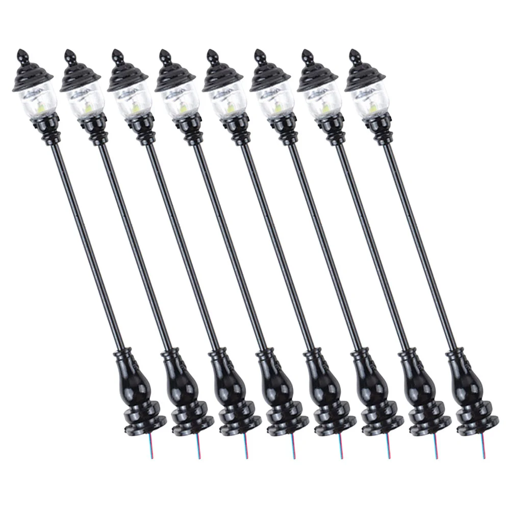 8 Pcs Garden Lights Model Miniature Decor Street Lamp House Room for Bedroom Black DIY Child