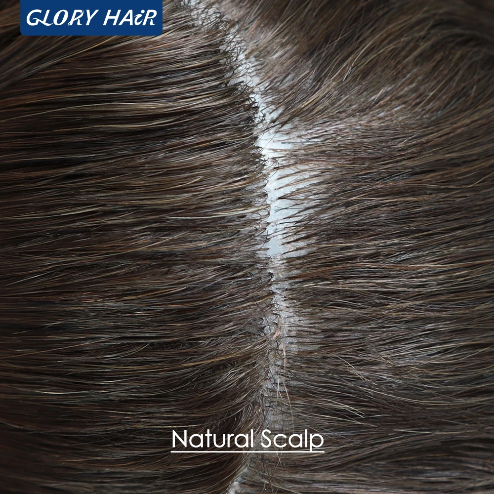 Gloryhair 0.12-0.14mm Injected Toupee for Man Natural Realistic Hair Prosthesis Capillary Hair Piece Wig For Hair Loss Man