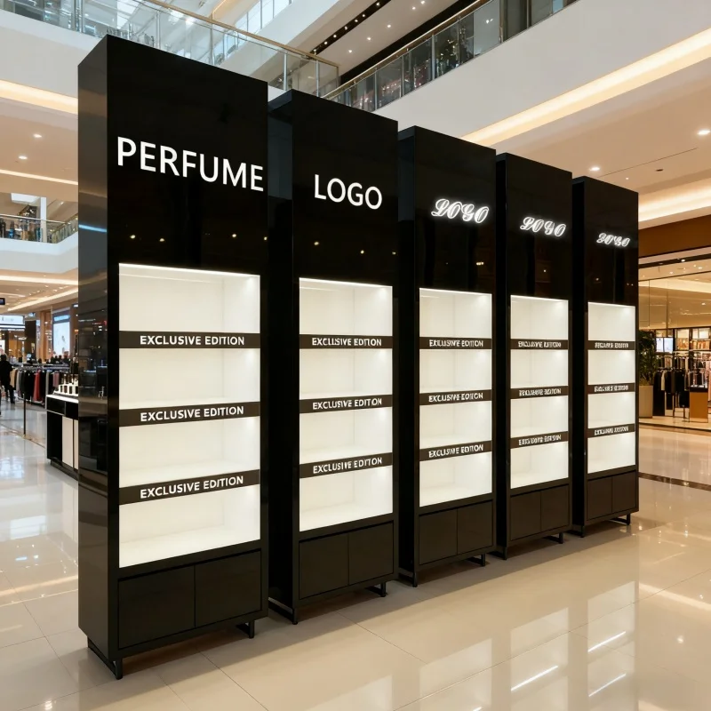 custom.Custom Store Fixture Shop Interior Design Showroom Wall Cabinet Perfume Skincare Face and Cosmetic Store Display Sh