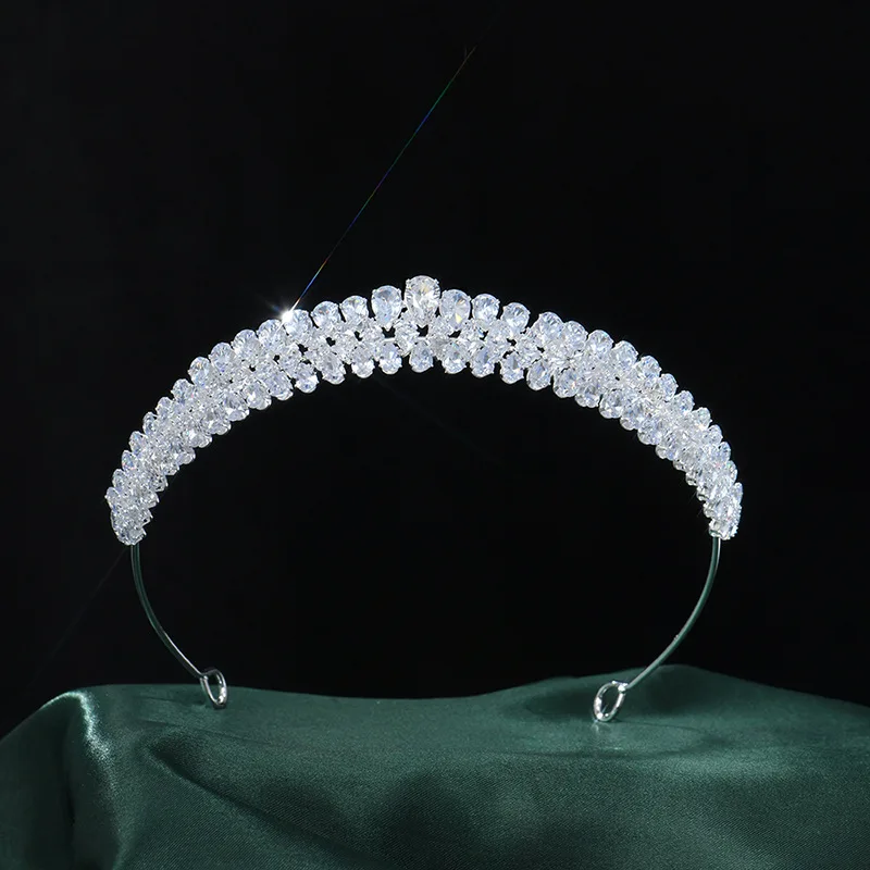 

Luxury Women Tiaras Crowns Wedding Headdress Cubic Zirconia Bridal Crown Headbands Prom Birthday Party Brides Hair Accessories