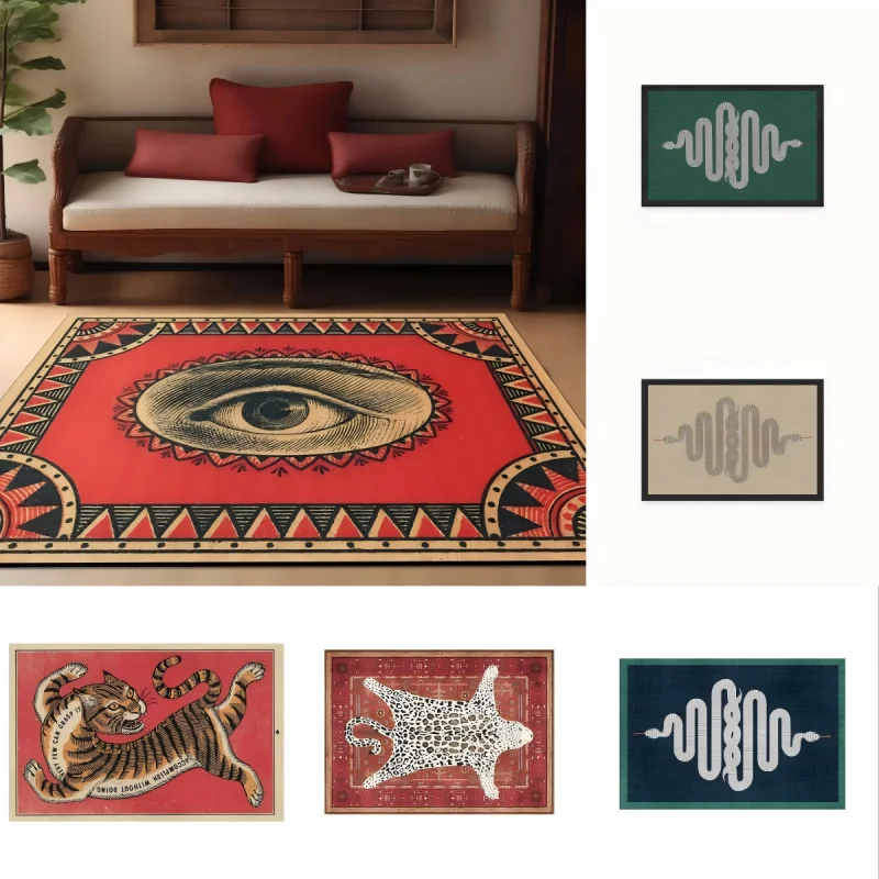 Devil's Eye Pattern Carpet Living Room Luxury Rug Full Coverage Home Use Bedroom Floor Mat 100% Polyester Felt Washable Doormat