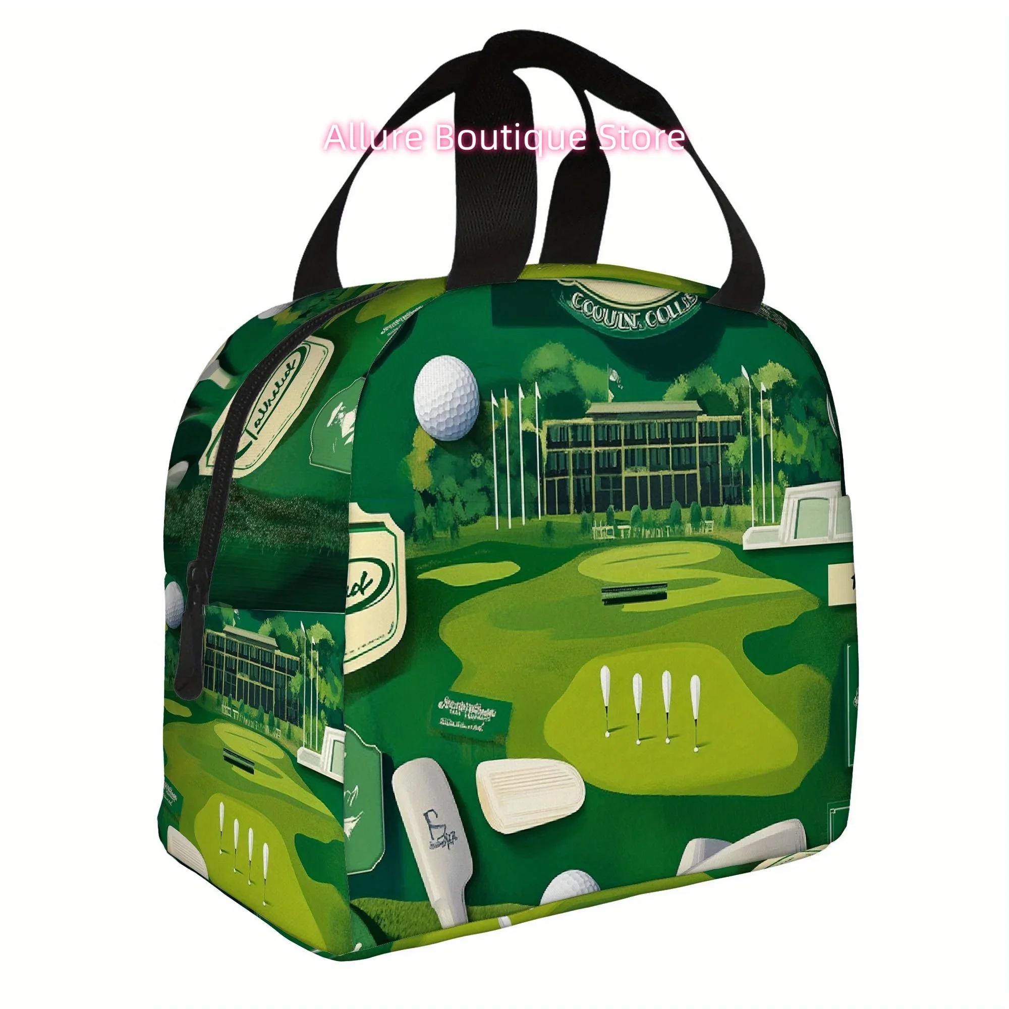 1pc Golf Course Thermal Insulated Bag - Reusable, Portable, No-Food Contact, Durable Polyester with Clubs & Balls Design for Hom