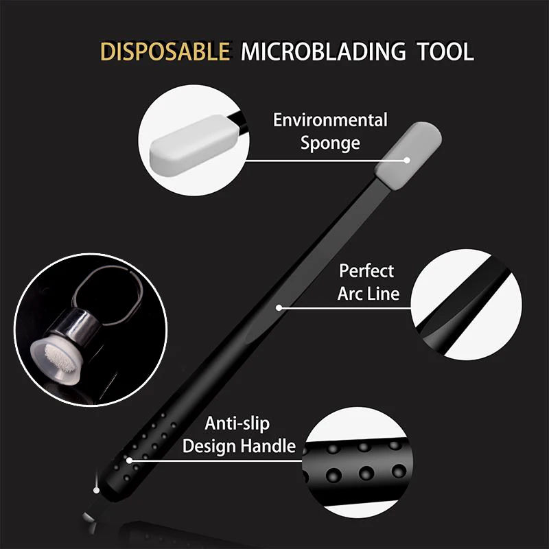 100Pcs Private Label Microblading Disposable Tools NANO .15mm 18 Pin U-Shape Microblading Pens Thin & Sharp Microblading Supplie