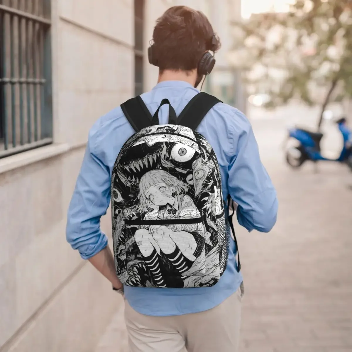Junji Ito Tribute Poster Uzumaki Student Backpack School Bag Hiking Travel Daypack for Men Women Bookbag Shoulder Bags
