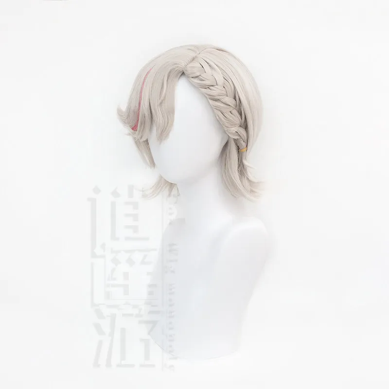 Genshin Impact Lyney Cosplay Wig Simulation Scalp Top Braided Pigtails Halloween Gift