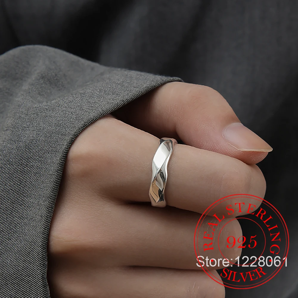 

925 Sterling Silver Simple Morbius Finger Rings For Woman Men Fashion Wedding Engagement Party Gift Charm Jewelry