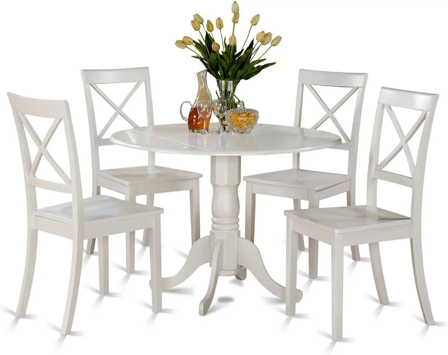 West  DLBO5-  5 Piece Kitchen Table Set for 4 Includes a Round Dining Room Table with  and 4 Solid Woo