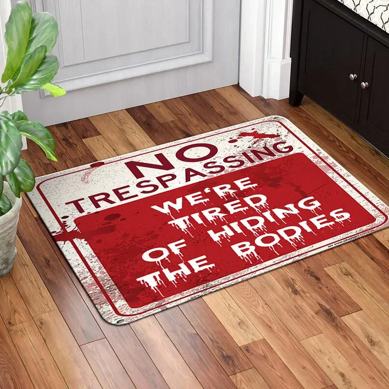 Vintage Warning Sign Carpet Mat Area 51 Rug No Trespassing Grunge Retro Design Cattle Dog Home Decoration Floor Mats Welcome Mat