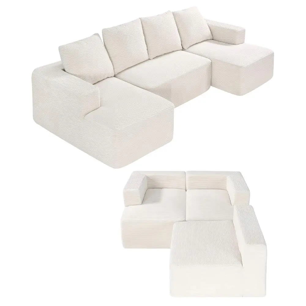 

Cozy U Shaped Modular Sectional Sofa for living Room High Rebound Cushion Cloud Couch in Beige Color Ideal for Apartments