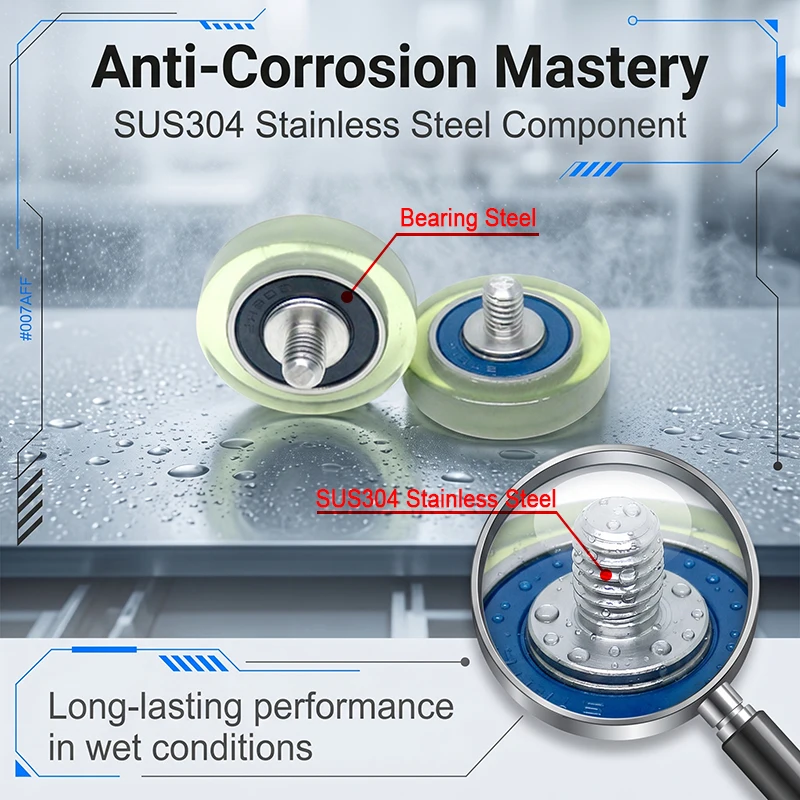 5pcs PU Coated Screw Pulley 13mm with 684ZZ Bearing PU68413-4C1L5M4 M4 x 5mm Thread Mini Polyurethane Roller for CNC, 3D Printer
