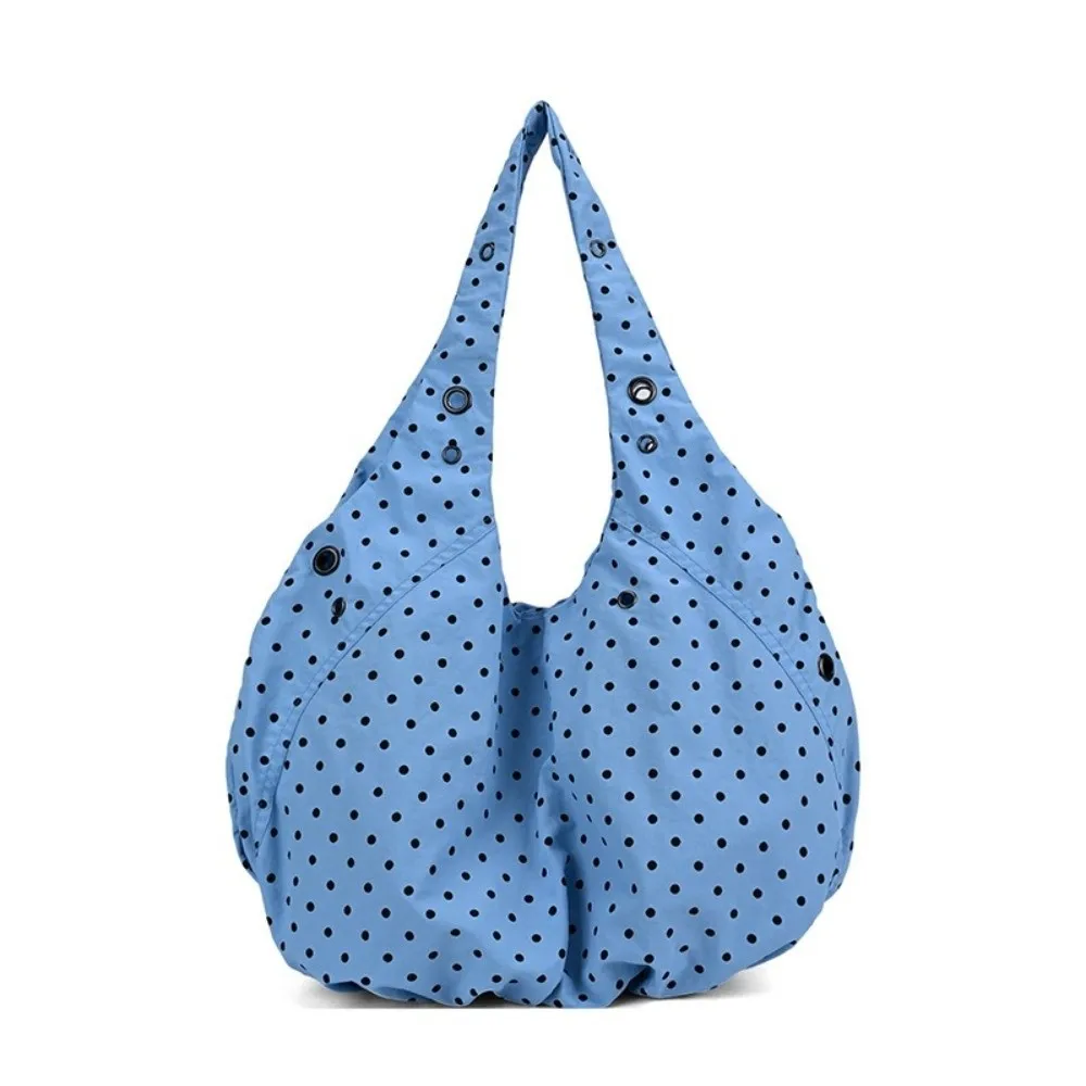 Nylon Women Polka Dot Shoulder Bag Large Capacity Polka Dot Pattern Underarm Bag Lightweight Top Handle Tote Handbag