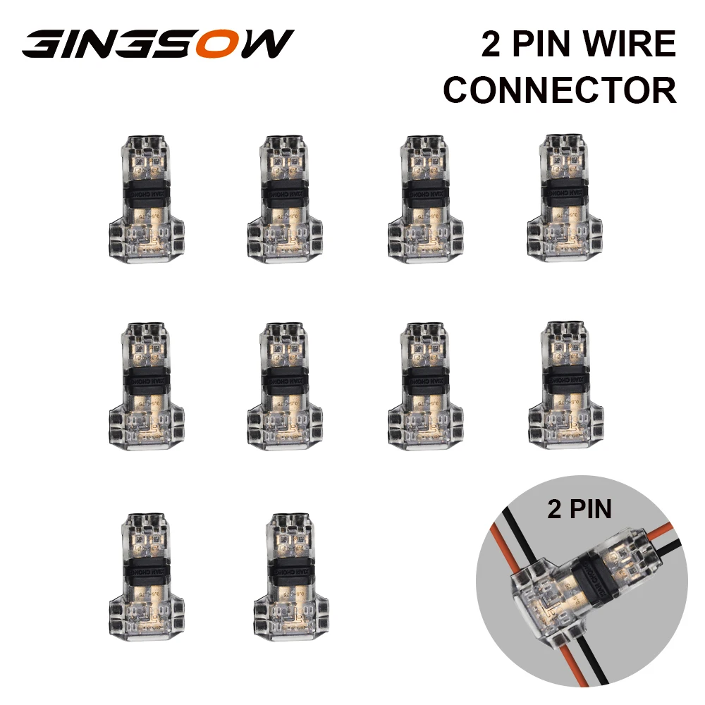 Gingsow Wire Connector For 2 Way 2 Pin COB LED Strip Light Terminal Extension Connection Kit 18-22AWG Electrical Wire Connection