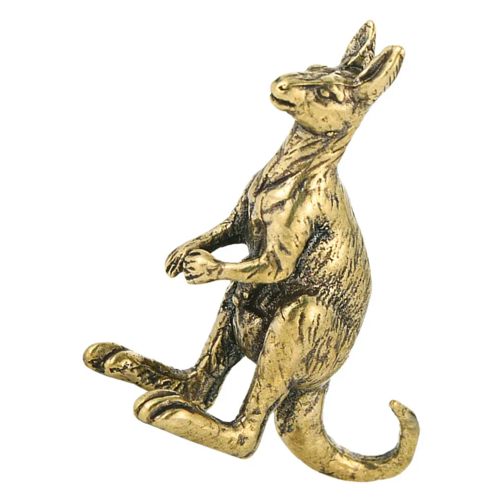 Brass Kangaroo Ornament Exquisite Vintage Style Indoor Desktop Decor Creative Tabletop Kangaroo Statue Office Decorative Brass