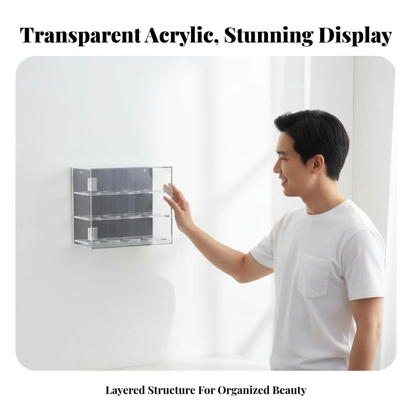 Clear Acrylic Golf Ball Display Case for Baseballs Wall Mountable Dustproof Holder with Sleek Design for Sports Room Shelf