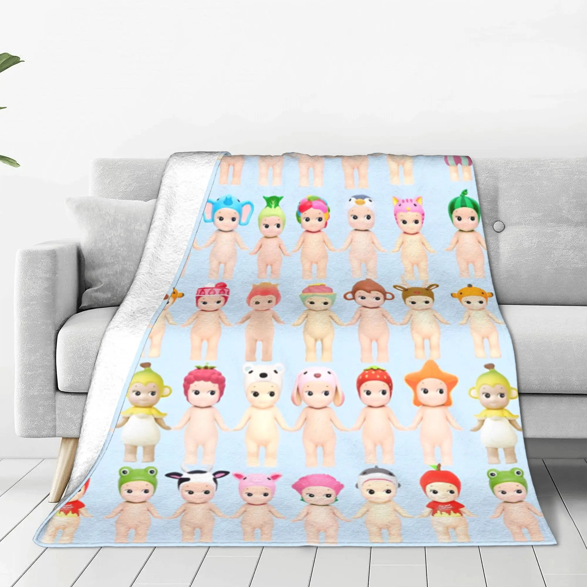 Bunny Sonny Angels Cartoon Flannel Throw Blankets Cute Smile Blankets Home Bedding Throws Super Warm Thin Quilt Multifunction