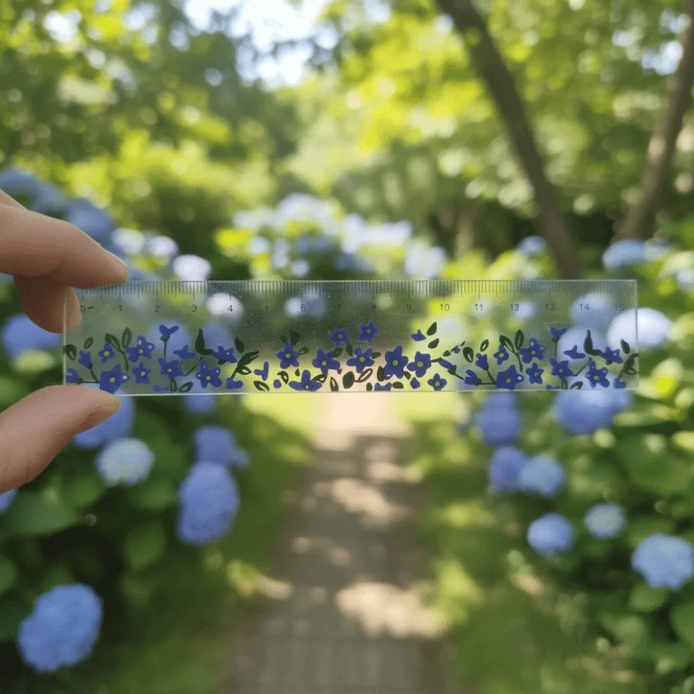 Creative Multifunction 15cm Straight Ruler Transparent Acrylic DIY Drawing Tools Tulip Double-duty Dividing Ruler Student