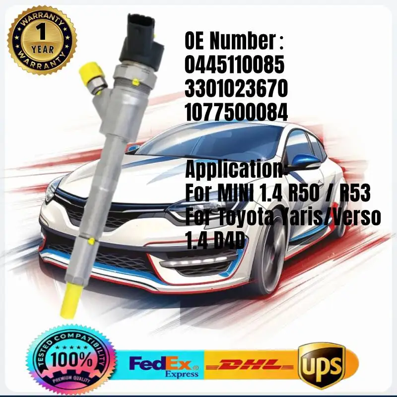 

0445110085 3301023670 1077500084 Common Rail Fuel Injector for MINI 1.4 R50 R53,For Toyota Yaris/Verso 1.4 D4D