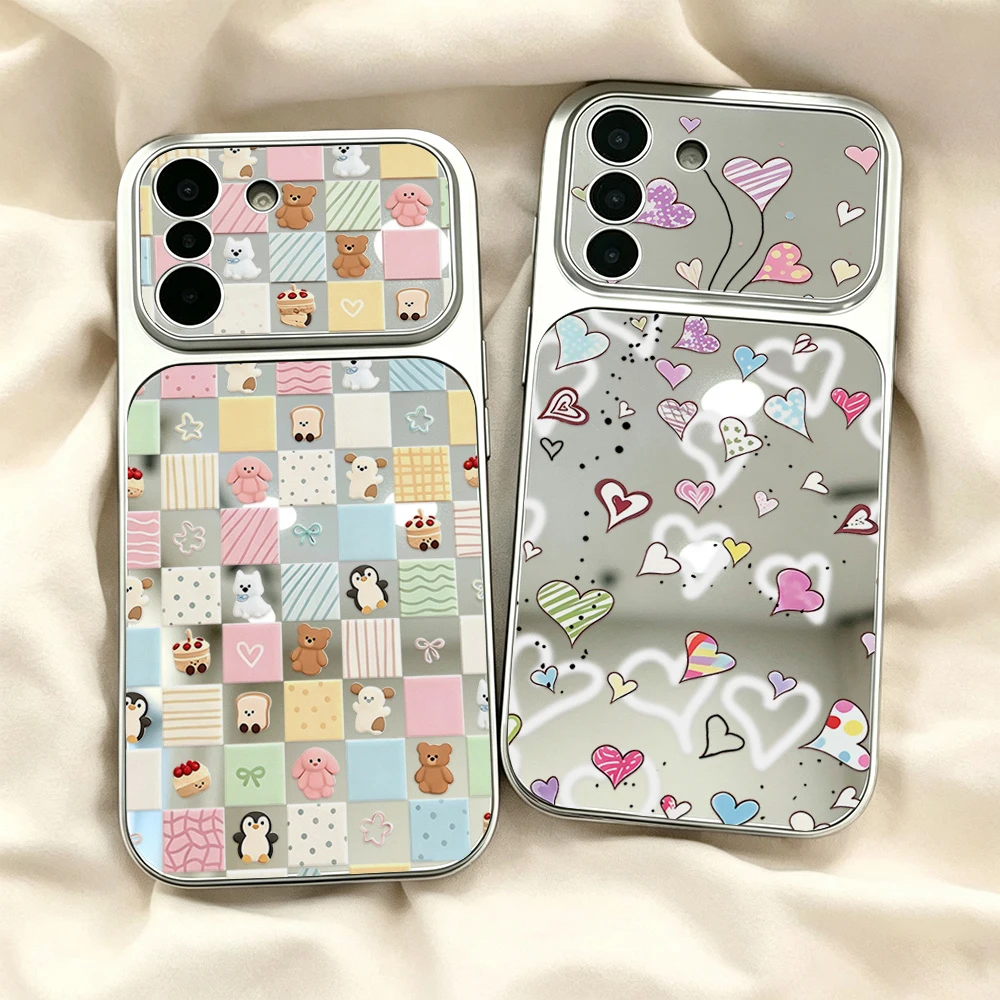 Handyhülle mit Spiegel und Bonbonfarben für Samsung A07 A57 A17 A56 5G S26 S25 S24 Ultra FE A16 A55 A54 A37 A36, stoßfeste Schutzhülle mit Bumper